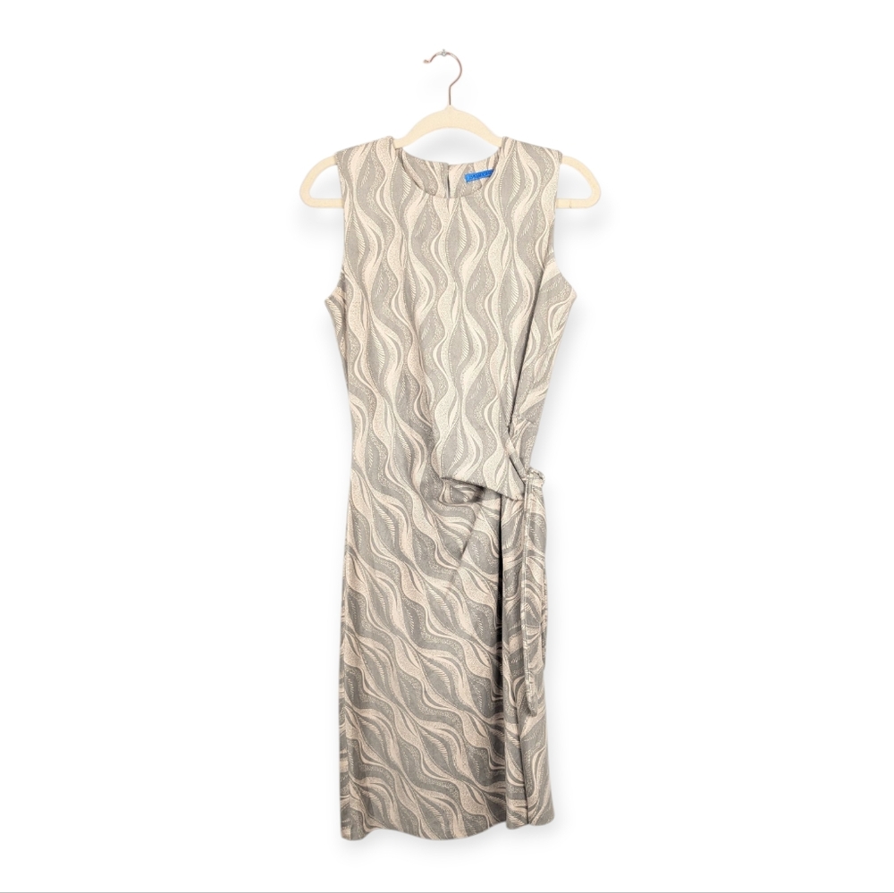 J. McLaughlin Swirl Pattern Side Twist Sleeveless Chic Knee Length Dress Size S